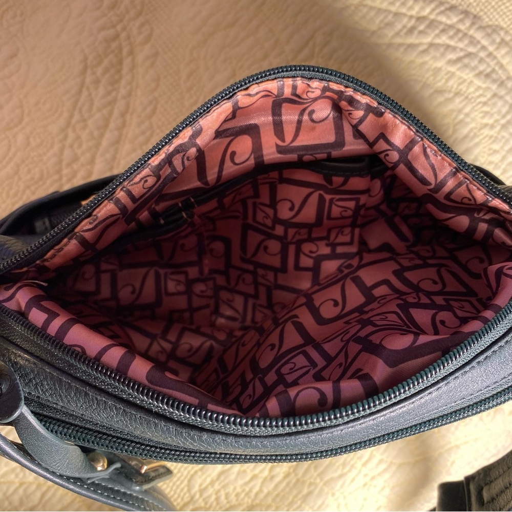 Stone Mountain REAL leather shoulder bag purse Green - Picture 4 of 7